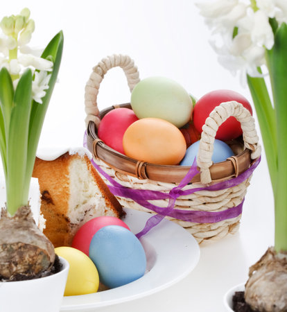 Colorful Easter Eggs with flowers