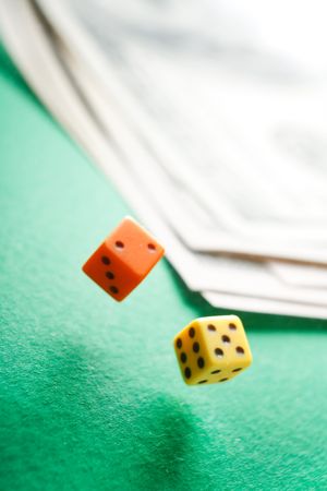 dices on the run in casinoの写真素材