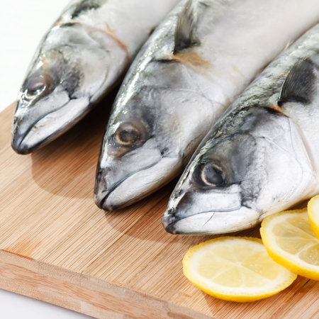 mackerel with lemonの写真素材