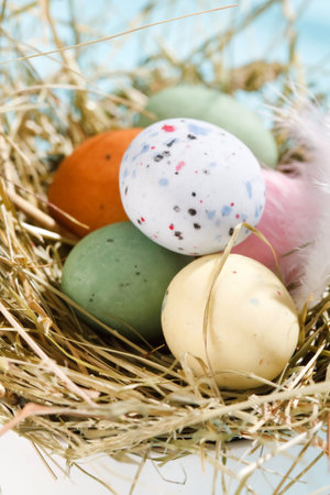 Easter chocolate eggs in the nest