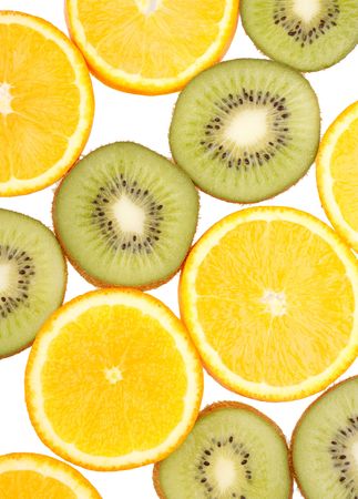 Oranges and kiwi fruitsの写真素材