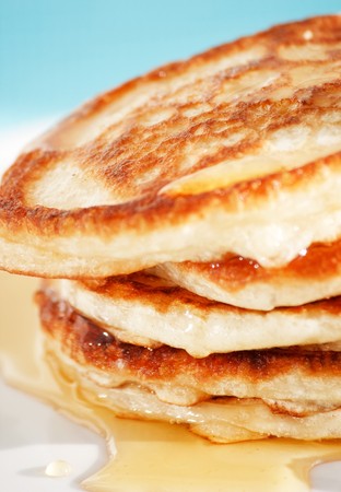 pancakes with honeyの写真素材