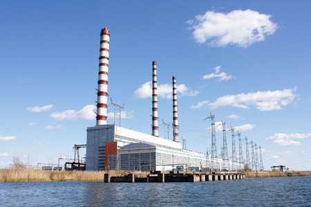 Chimney at the energy stationのeditorial素材