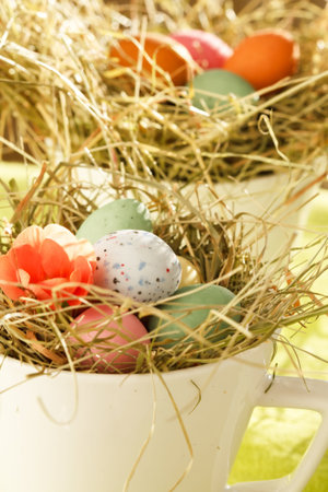 Easter chocolate eggs in the nest 