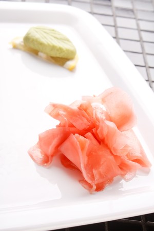 ginger for sushi on the plateの写真素材