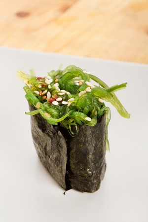 sushi with chuka saladの写真素材