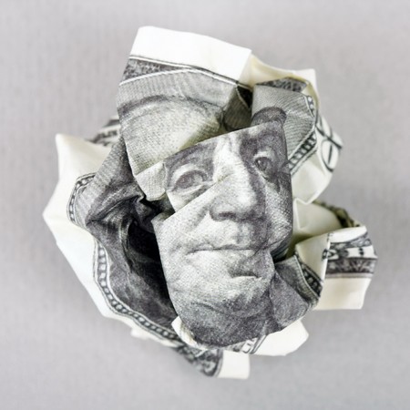 Crumpled american money の写真素材