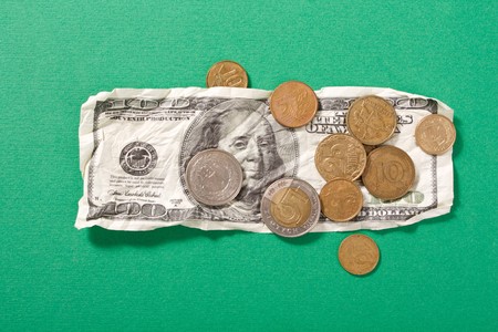 Dollars and coinsの写真素材