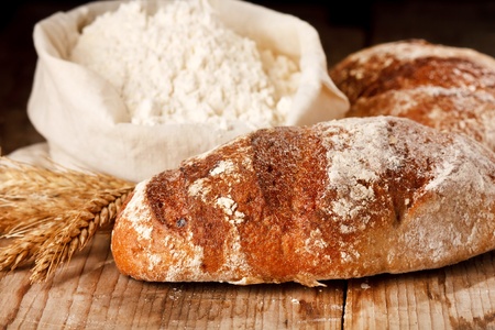 fresh bread on the tableの写真素材