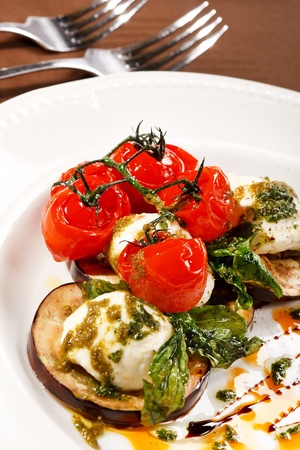 grilled vegetables with mozzarellaの写真素材