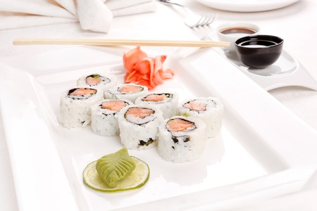 sushi on the plate の写真素材