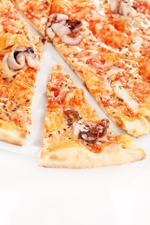 pizza with seafoodの写真素材