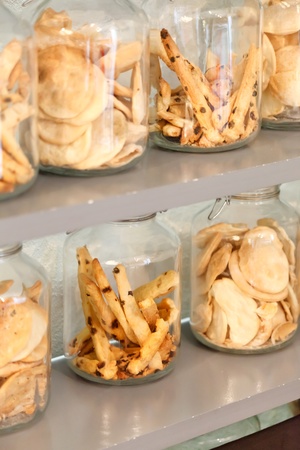 glass cookie jars in the coffee shopの写真素材