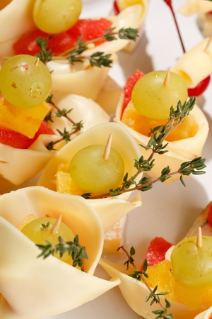 canape on the plateの写真素材