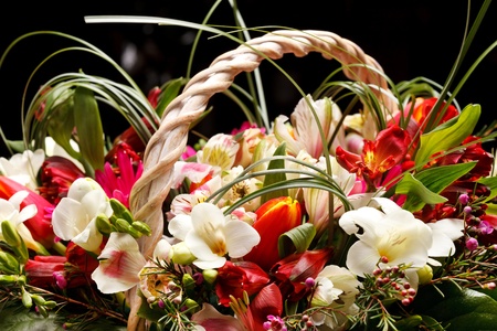 beautiful flowers in the basket の写真素材