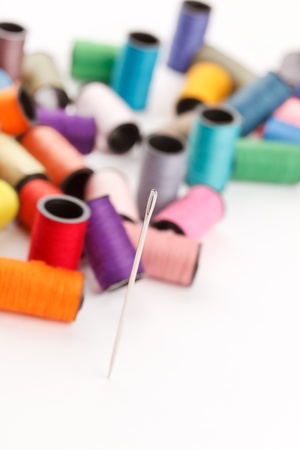 bobbins of lurex threadの写真素材