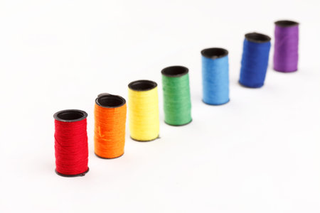 bobbins of lurex threadの写真素材