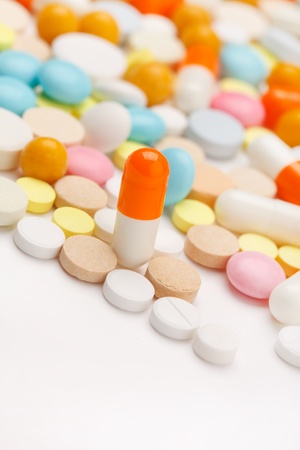 Colorful tablets with capsules の写真素材