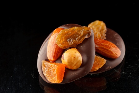 chocolate sweets with nuts の写真素材