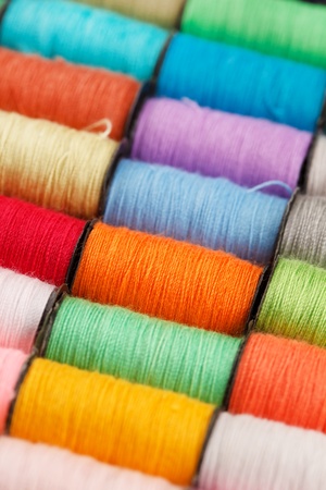 bobbins of lurex threadの写真素材