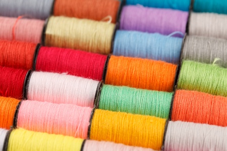 bobbins of lurex threadの写真素材
