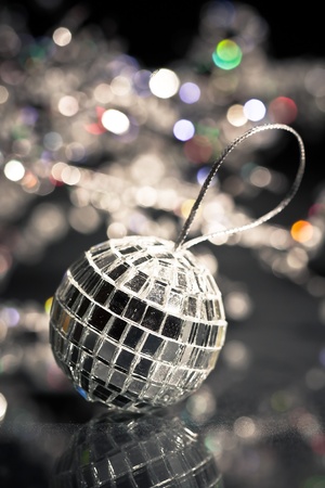 Silver Christmas ballの写真素材