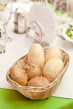 fresh bread in the basketの写真素材