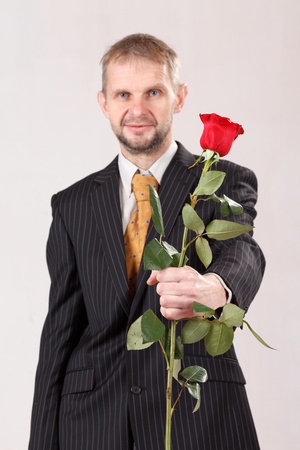 man with red rosesの写真素材