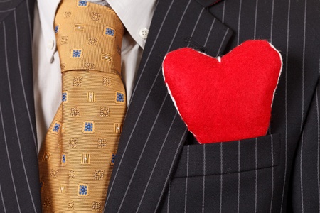 man with red heartの写真素材