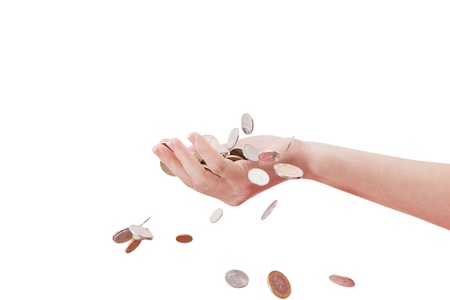 coins in the handの写真素材