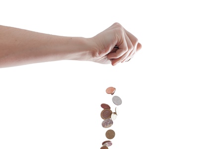 coins in the handの写真素材