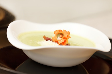 cream soup with baconの写真素材