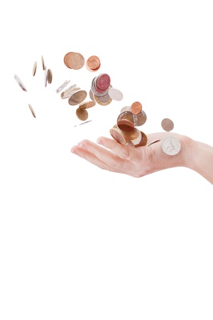 coins in the handの写真素材