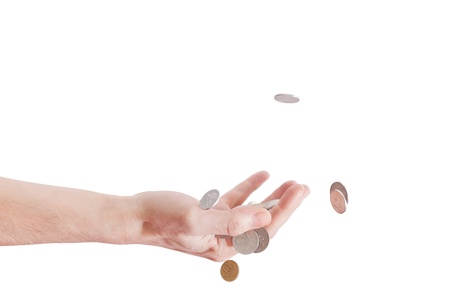 coins in the handの写真素材