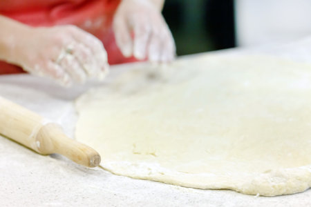 dough and hands closeup 