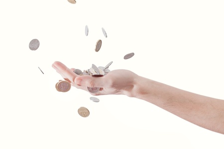 coins in the handの写真素材