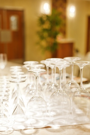 Lots of wine glassesの写真素材