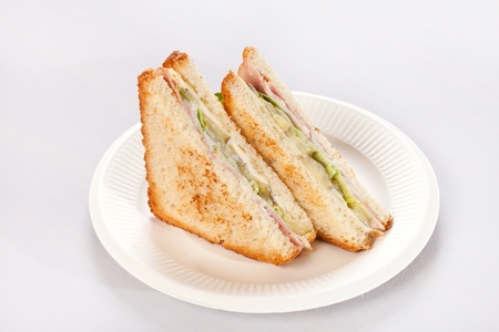 sandwich with ham and vegetables の写真素材