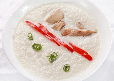 cream soup with chickenの写真素材