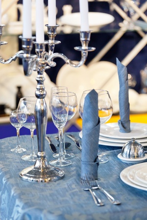 table in a restaurant の写真素材