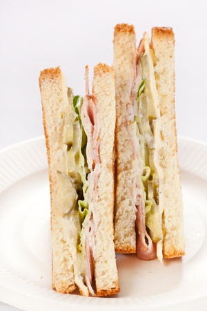sandwich with ham and vegetables の写真素材