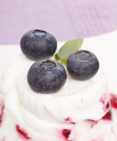 ice cream with blueberries の写真素材