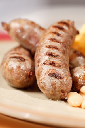 sausages with grilled vegetablesの写真素材