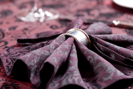 Tables set for meal の写真素材