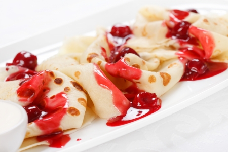 pankaces with cherry の写真素材