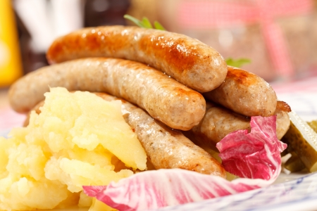 sausages with cabbageの写真素材