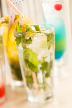 cocktails in the barの写真素材