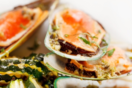 mussels with zucchiniの写真素材