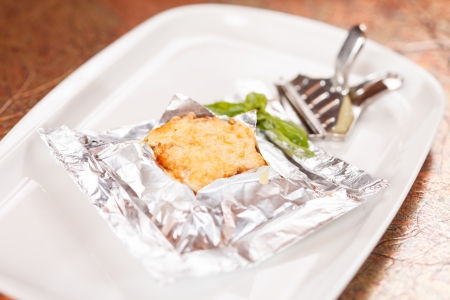 fish in the foilの写真素材