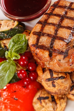 grilled steak with vegetablesの写真素材